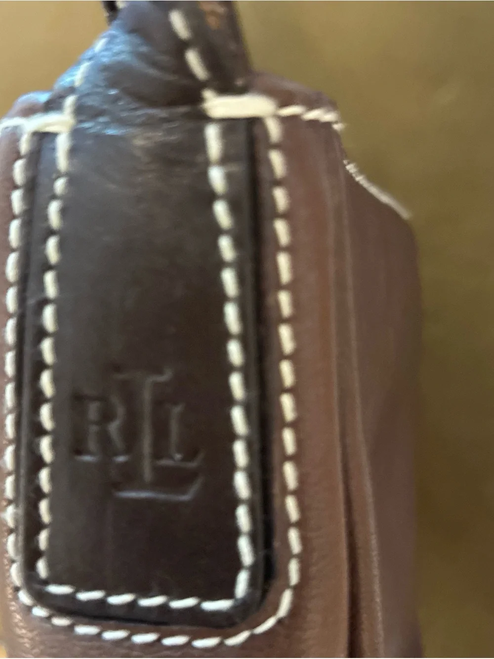 Vintage boho western  Ralph Lauren Brown Shoulder Bag Y2K Baguette stitching